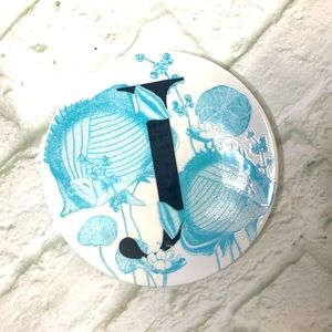 Anthropologie Grace NWOT letter J monogram fish plate